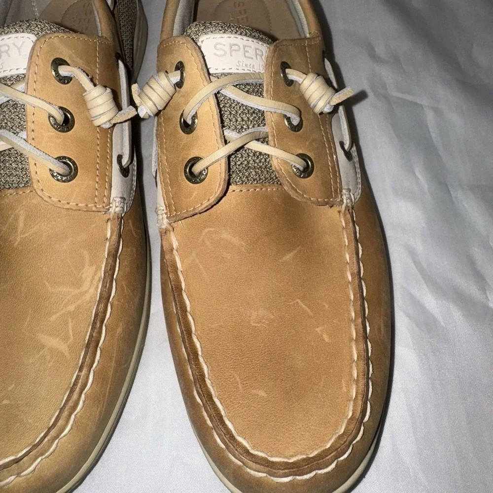 Sperry Top Sider‎ Preppy Boat Shoes Womens Size 12 Tan Leather Bluefish